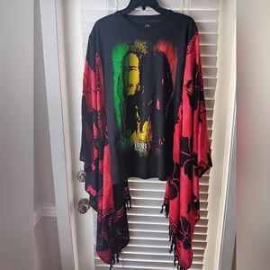 Upcycled Bob Marley Graphic Tshirt Poncho